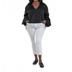 NEW NOUVELLE / SILK95FIVE como v-neck blouse - plus in black